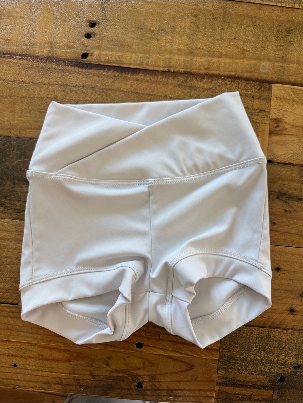 White Girls' Dance Shorts with Cross-Over Waistband